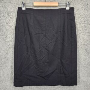 Akris Punto Black 100% Wool Pencil Skirt Women's US 10 Knee Length Zip Closure